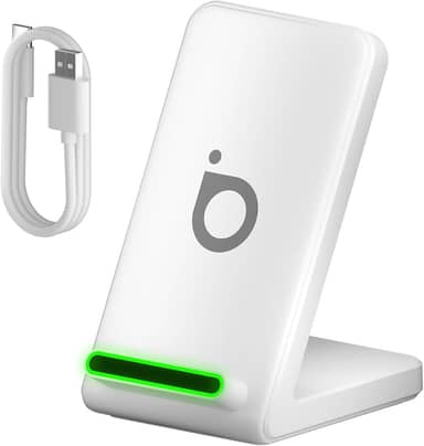 Basike Carregador Sem Fio, 15W Estação de Carregamento Rápido, Compatível iPhone16,15,14,13,12,11 (Pro, Pro Max)/XS/XR/XS/X/8(Plus) (Branco)