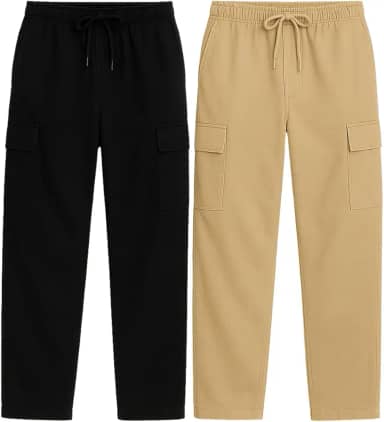 Kit 2 Calças Cargo Tatica sarja Masculina Streetwear com 2 bolsos laterais