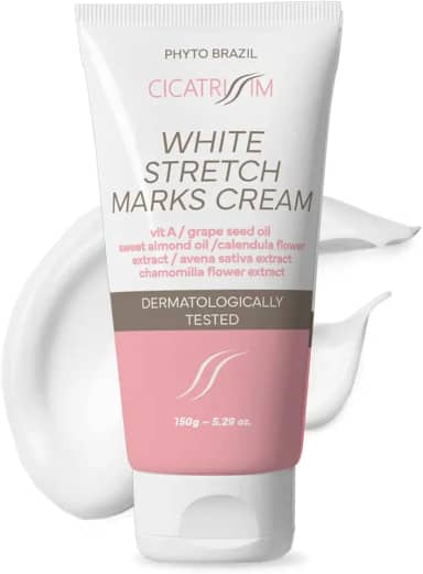 Cicatrissim White Creme Para Estrias Brancas e Antigas - Suaviza Estrias, Uniformiza e Firma a Pele - Todos os Tipos de Pele - 150g