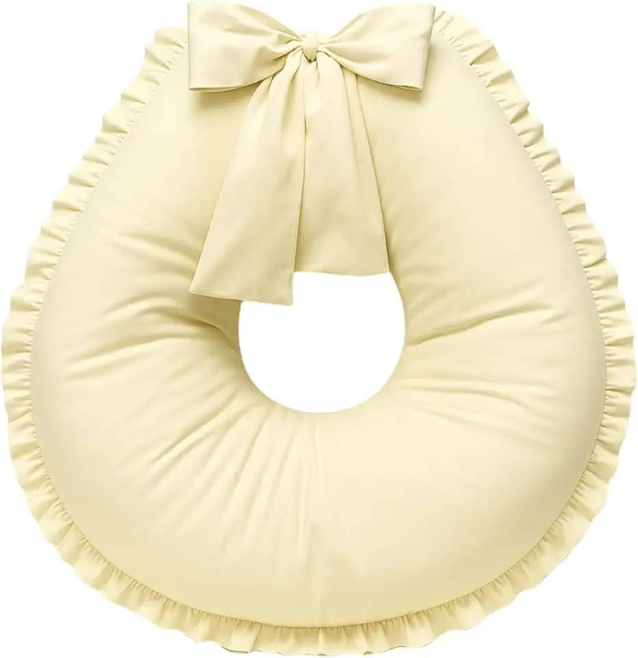 Almofada de Amamentação Babado Extra Grande Algodão (Palha)