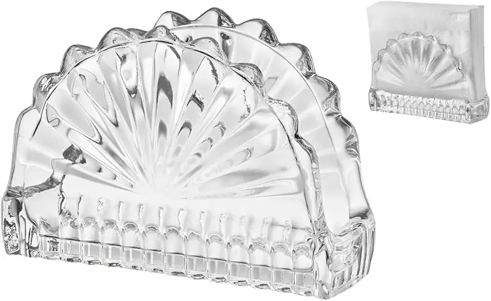 Porta Guardanapo de Mesa em Vidro Texturizado Suporte Leque