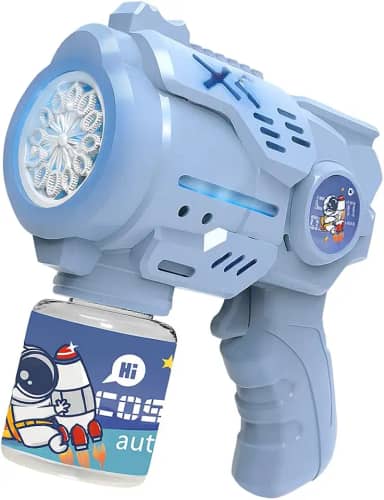 Máquina de Bolhas Infantil Astronauta com 12 Saídas Pistola de Bolhas Automática Portátil Sem Bateria Sem Água de Bolha Lança Bolha Sabão Automática Colorido Brinquedo Infantil Premium Cores Sortidas
