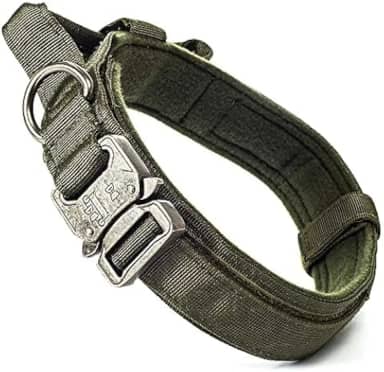 Coleira Tática para Cachorros Médios e Grandes, Coleira Commander k9 (Verde Militar)