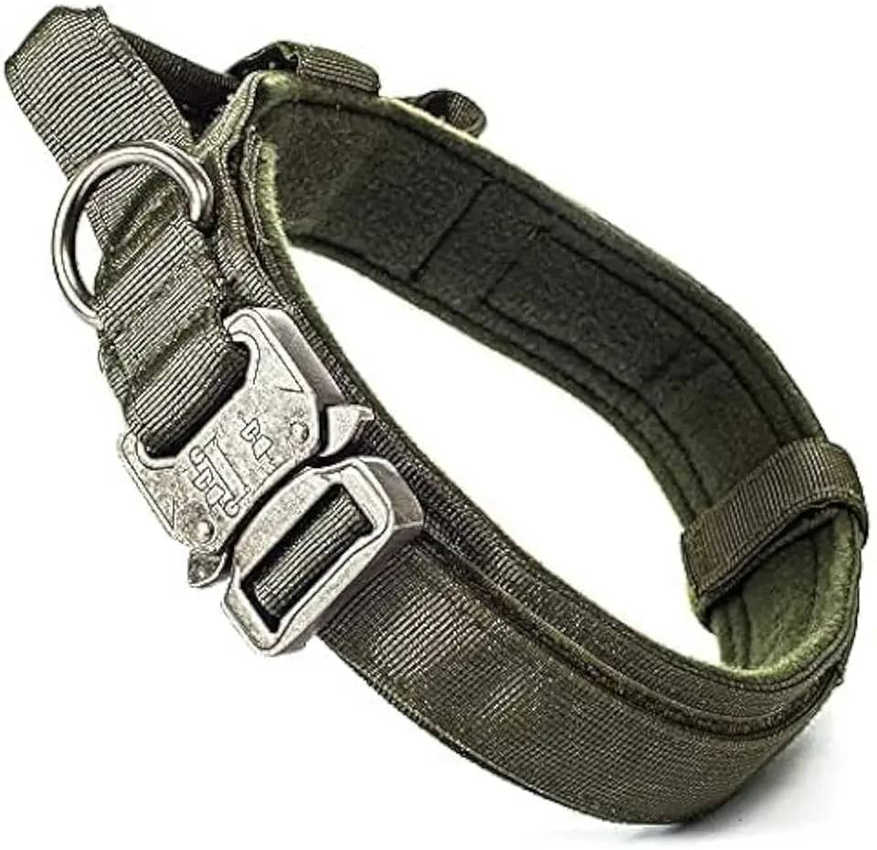 Coleira Tática para Cachorros Médios e Grandes, Coleira Commander k9 (Verde Militar)