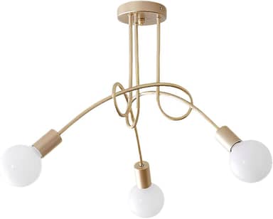 Lustre de Teto Vintage Nórdico com Design de Galhos - 3 ou 5 Lâmpadas E27 (Não Inclui Lâmpadas) - Iluminação Elegante para Sala, Quarto, Jantar (3 Lâmpadas - Dourado)