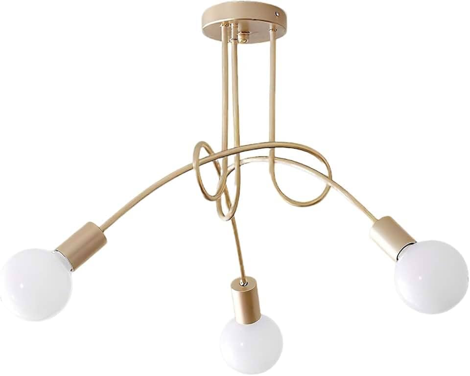 Lustre de Teto Vintage Nórdico com Design de Galhos - 3 ou 5 Lâmpadas E27 (Não Inclui Lâmpadas) - Iluminação Elegante para Sala, Quarto, Jantar (3 Lâmpadas - Dourado)