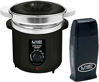 Kit Depilação Termocera 400gr Com Refil Preta + Aquecedor de Cera Roll-on Preto Mega Bell