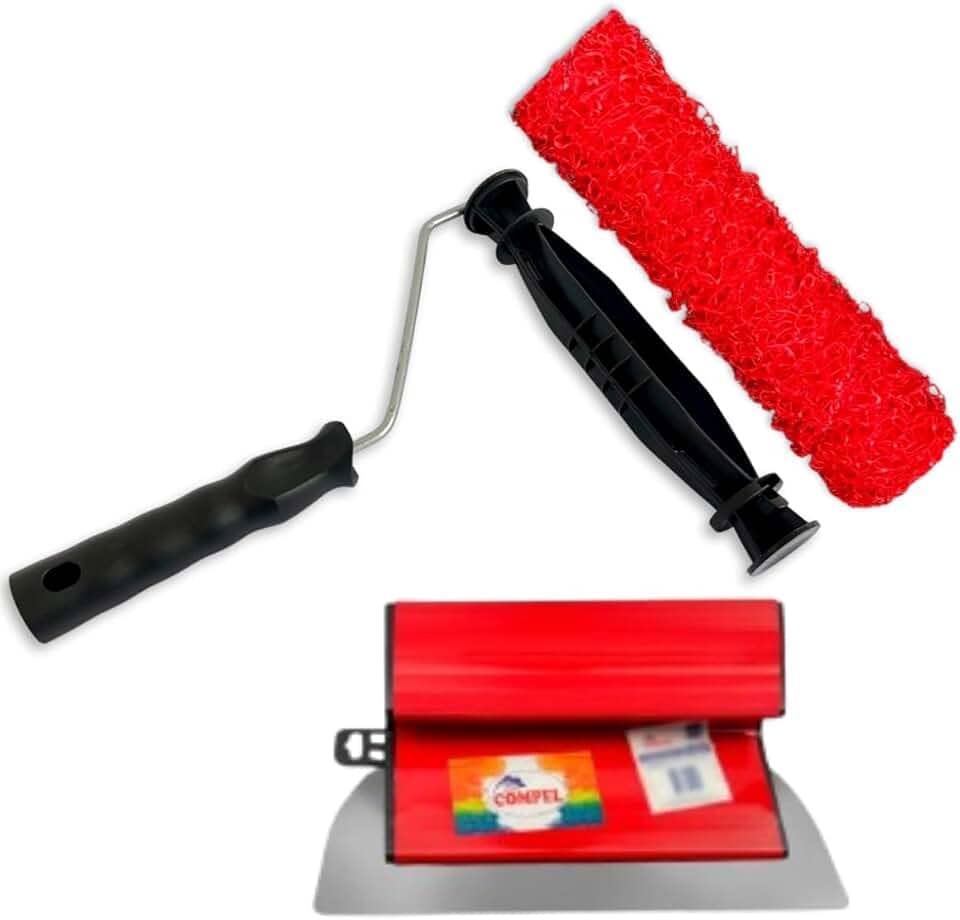 Desempenadeira Berox 25cm com Suporte de Pressão e Rolo de 23cm – Ideal para Massa Corrida Textura Pintura e Nivelamento de Superfície Design Ergonômico Kit Profissional