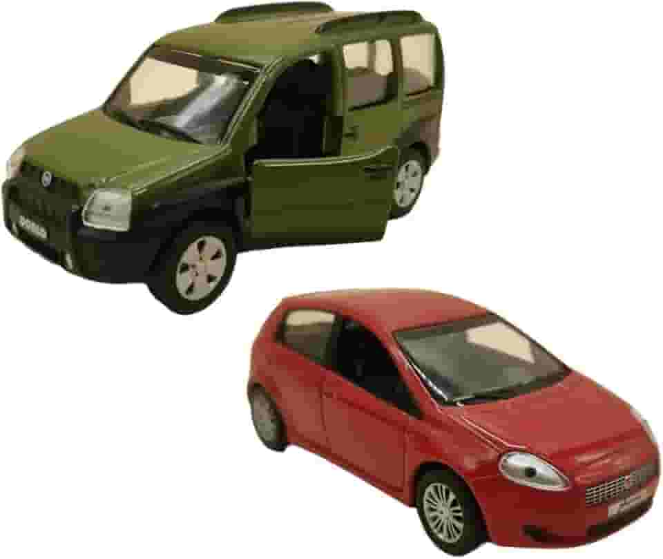 2 Miniaturas Metal Carros Do Brasil Fiat Punto + Doblo 11 Cm Carrinhos de Ferro a Fricção