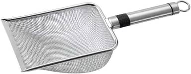 Pá Coletora Para Caixa de Areia de Gato 3 tamanhos, Pazinha Higiênica Para Areia de Gato, Limpeza de Terrários, Gaiolas e Outros Ambientes Pets, Peneira de Aço Inox Premium (2,8mm)