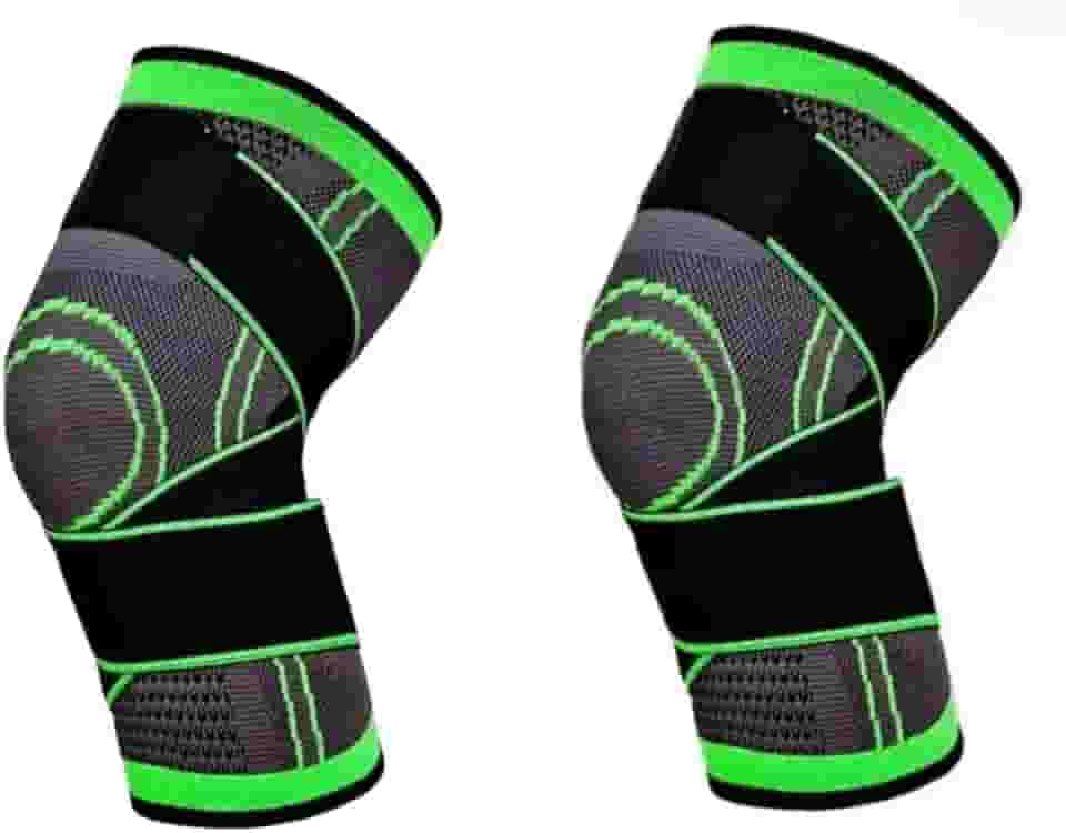 Kit com 2 Itens de Joelheira de Compressão Ajustável Antideslizante para Alívio de Dor e Suporte no Joelho – Ideal para Esportes, Corrida e Recuperação