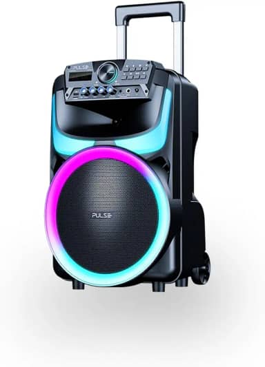 Caixa de Som Amplificada, Pulse Burst 400W, Cores RGB, Bluetooth, Entrada Auxiliar (AUX), USB, Cartão de Memória, P10 e Rádio FM, Até 5hrs de Bateria, Preto - SP405