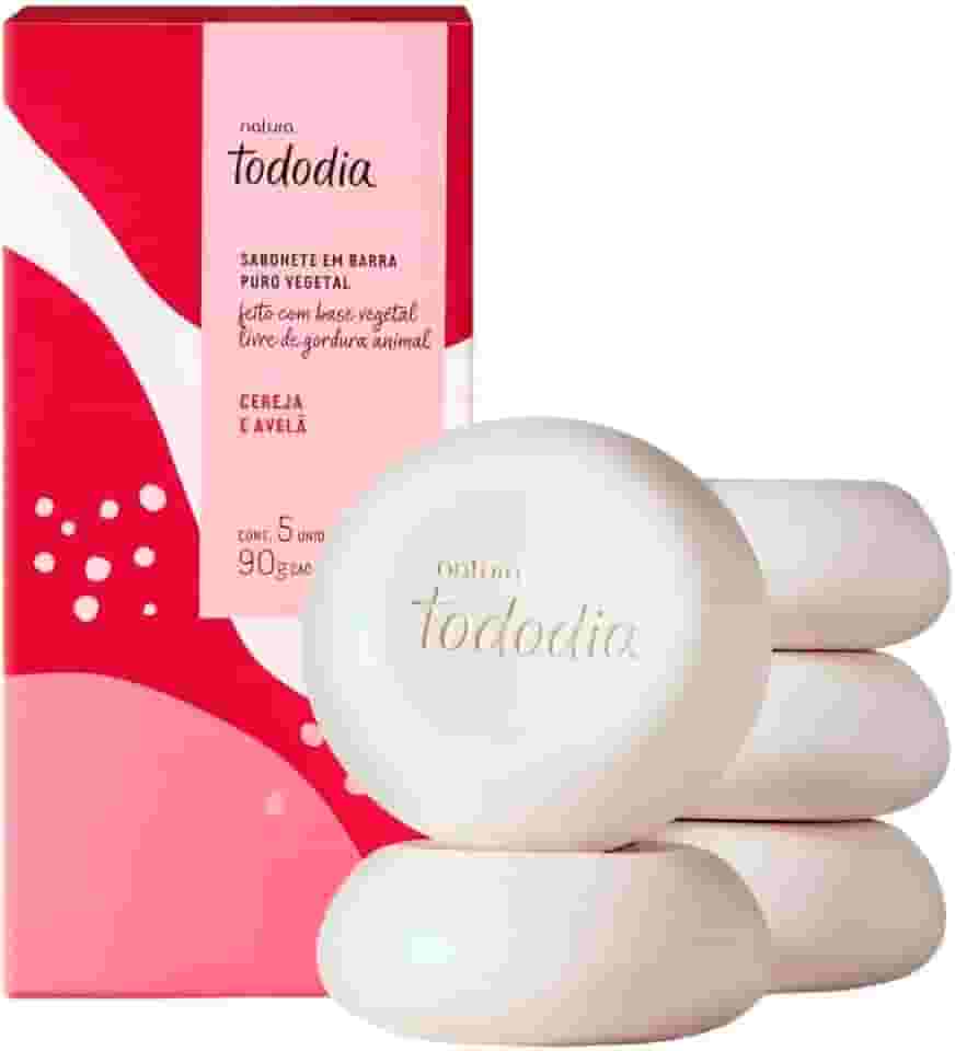 SABONETE EM BARRA PURO VEGETAL NATURA TODO DIA CEREJA E AVELÃ CAIXA COM 5 UNIDADES 90g/cada