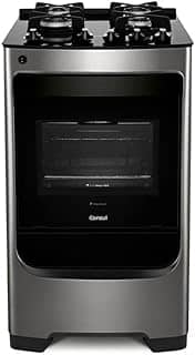 Fogão Consul 4 bocas cor Inox com mesa de vidro e grade de ferro fundido - CFO4VAR BIVOLT