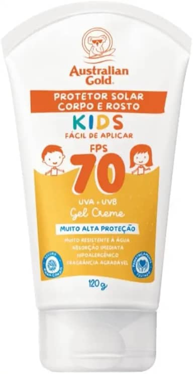 AUSTRALIAN GOLD PROTETOR CORPORAL GEL CREME KIDS FPS 70 120g