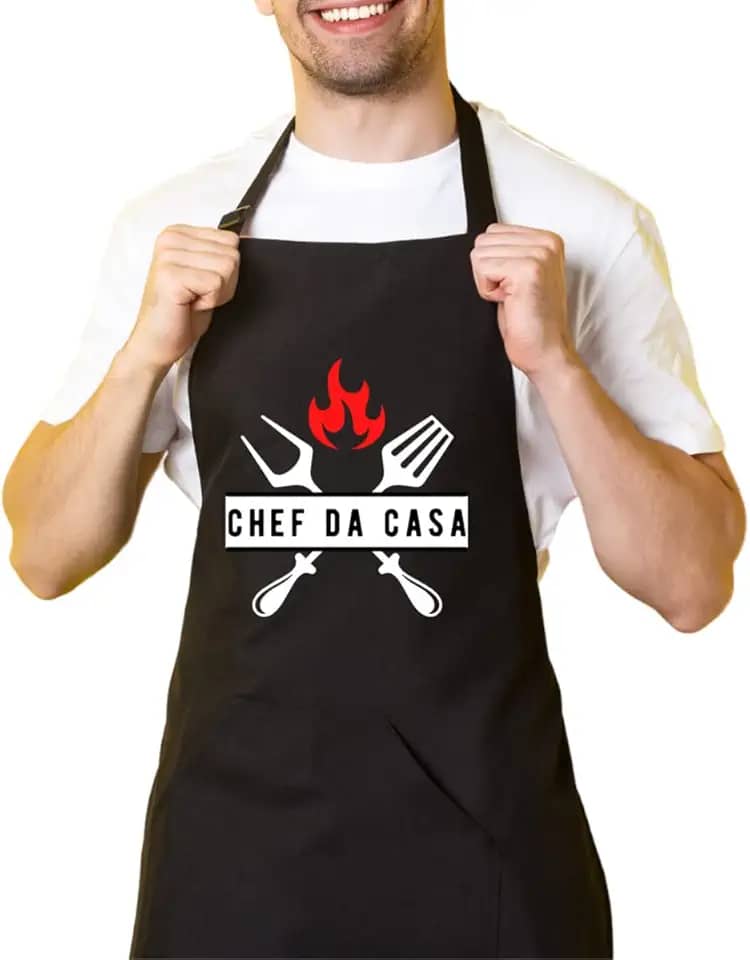Avental De Cozinha Churrasqueiro Preto Chef Da Casa