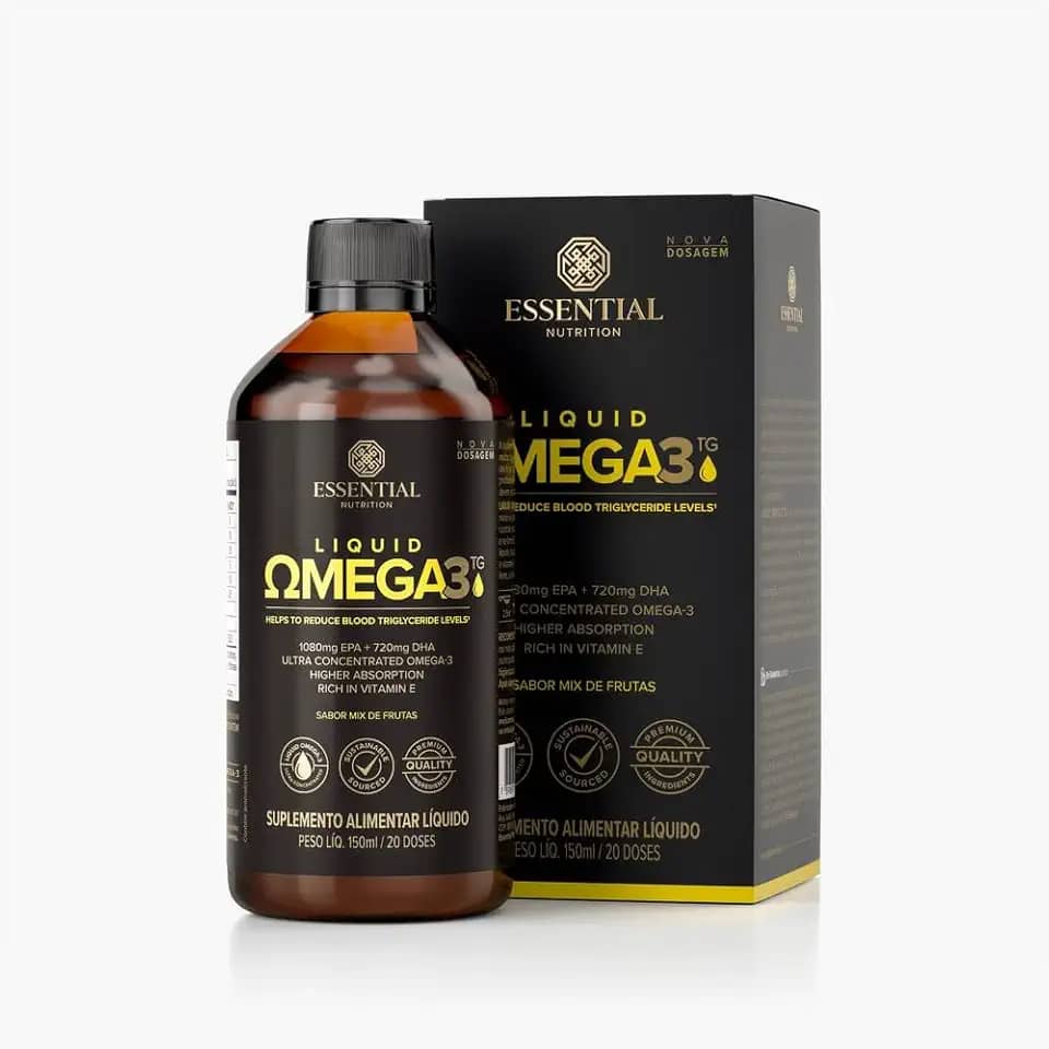 Essential Nutrition Omega 3 TG Líquido, 150ml, 1080mg EPA + 720mg DHA, Sabor Mix de Frutas, 20 Doses