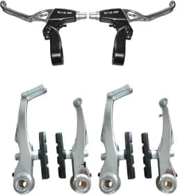Kit Freio V-brake Para Bicicleta Bike Com Manete Alumínio Cabos Completo GTA Cromado