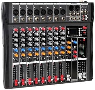 Mixador de Áudio Profissional, Mesa de Som Profissional 8 Canais, Interface Digital USB/MP3, Conexão Bluetooth Instantânea (One-Second), Entrada Phantom 48V Estéreo.