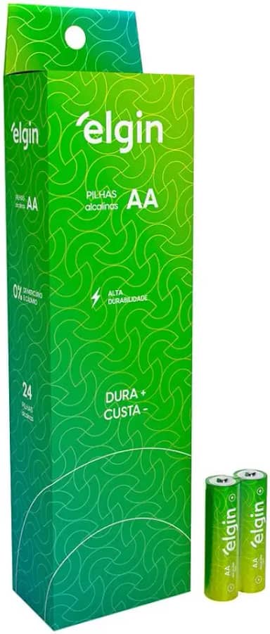 Pilhas Alcalinas AA Elgin - Tubo com 24 unidades
