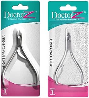 Kit Alicate de Cortar Unha e Alicate Para Cuticula Aço Inox 10 CM Profissional Doctor Z Premium M5 Armarinhos