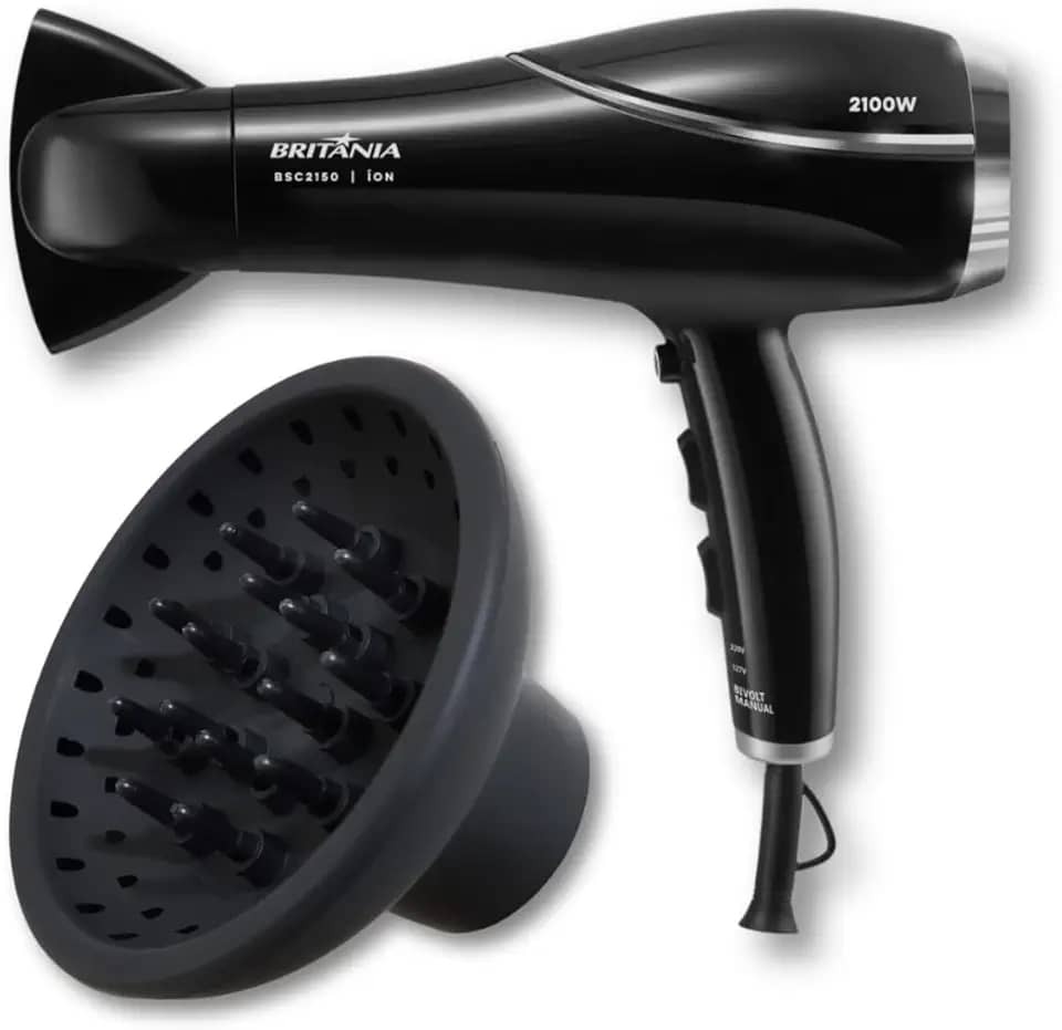 Secador de Cabelo Britânia 2100W Íons Bivolt BSC2150 com Difusor de Cachos