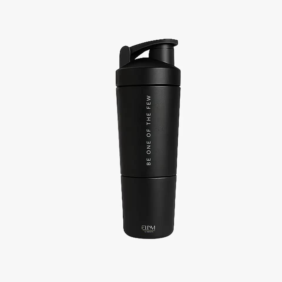 Coqueteleira Aço Inox 750ml com Compartimento Inferior ELLYM NUTRITION Misturador Ideal Shakes (Preto)