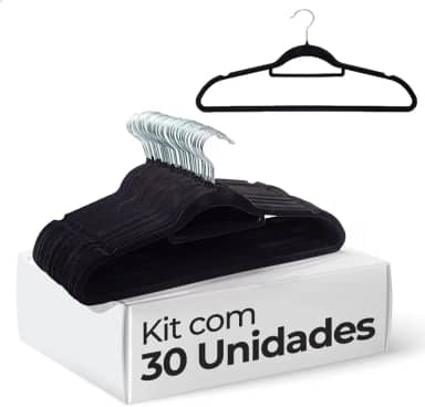 Cabides de Veludo Antideslizante Slim Adulto Premium Roupas Antiderrapante Cabide de Terno com Gancho Giratório 360 Graus Resistente Ultra Fino Economia de Espaço (Preto, 30)