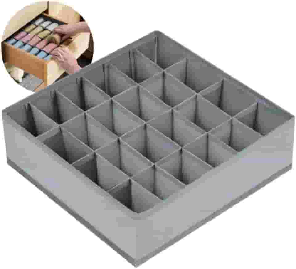 Organizador de Peças Íntimas com 24 Divisórias para Meias Cuecas Calcinhas e Biquínis Compacto e Prático para Gavetas, Armários ou Closet