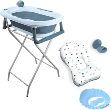 Banheira Dobrável Com Suporte e Acessórios YPB191 Azul Yuupi