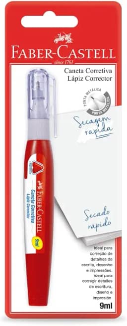 Caneta Corretiva, Corretivo Líquido, Faber-Castell, 9ml, Cartela 1 Caneta