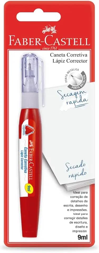 Caneta Corretiva, Corretivo Líquido, Faber-Castell, 9ml, Cartela 1 Caneta