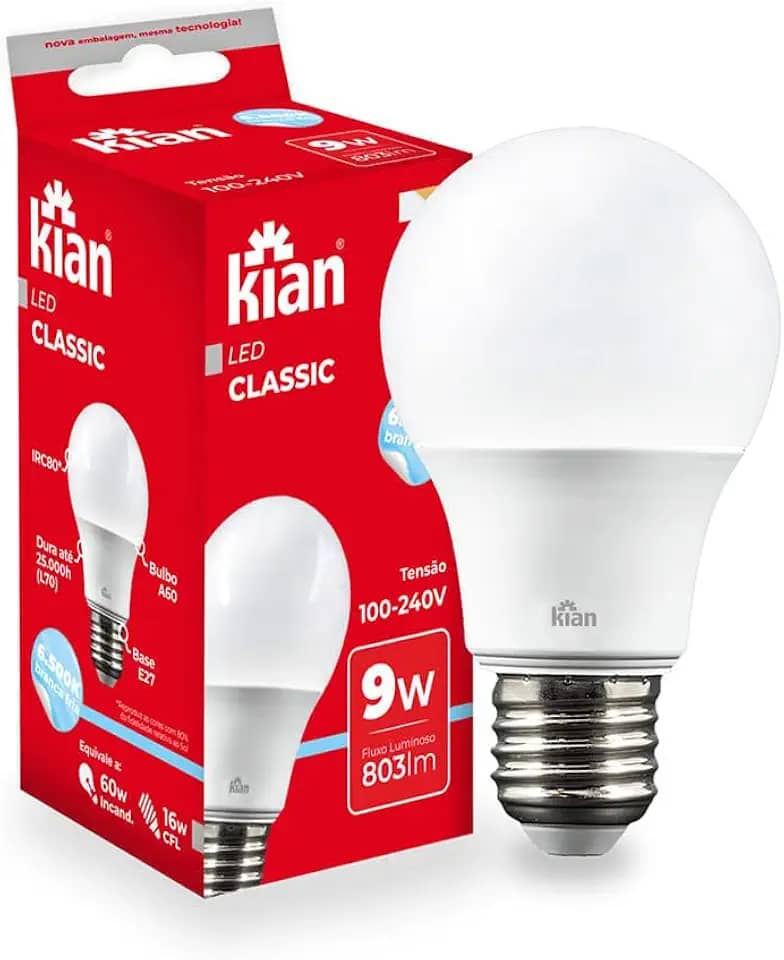 Kit de Lâmpadas LED 9W Branca Fria Bivolt - 10 Unidades