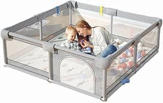 150×180×68cm Cercadinho para Bebe Para Bebês e Crianças Pequenas Chiqueirinho Bebe Para Internos & Externos Cercadinho de Segurança Resistente Para Bebês com Malha Macia e Respirável