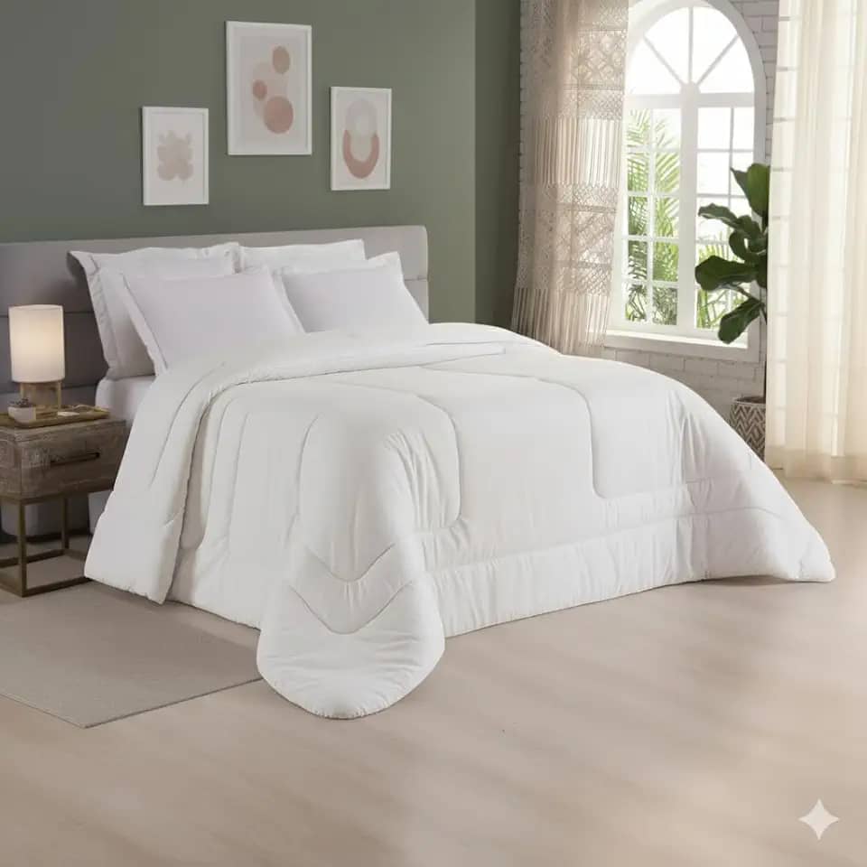 Edredom Dupla Face Liso Micropercal 400 Fios - Super Macio - Alta Durabilidade (Branco, Solteiro)