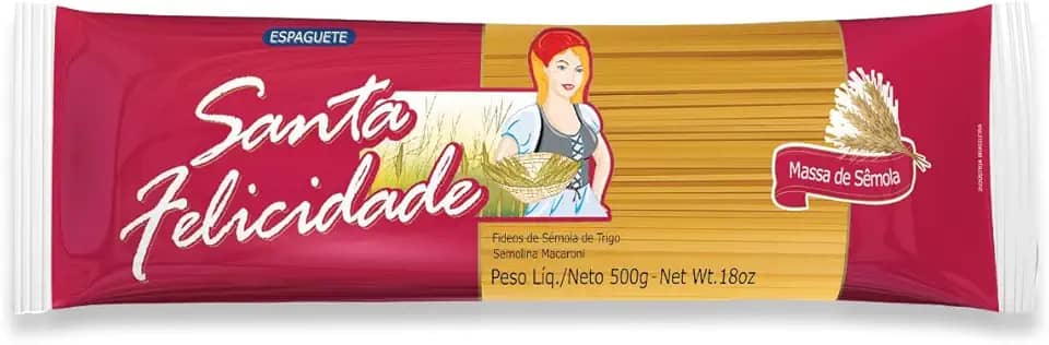 Macarrão Espaguete Sem Ovos Santa Felicidade 500G, Dallas Alimentos, Massa Espaguete De Sêmola Sem Ovos Pasta Spaghetti Senza Uova, Vermelho, Alimento Bem Feito Para Bem Servir