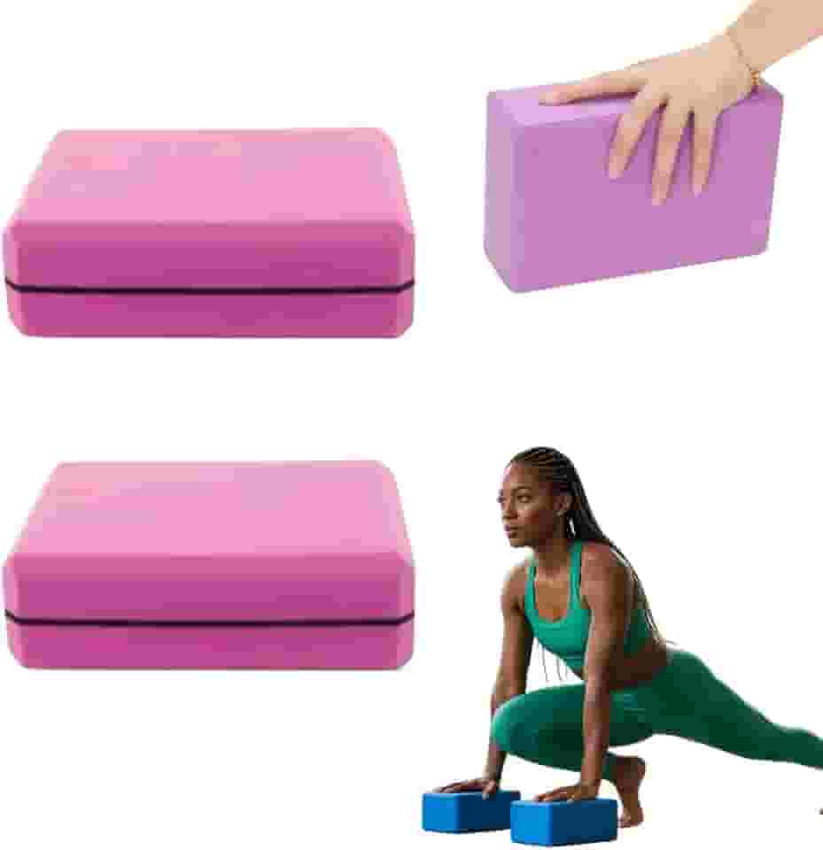 Kit 2 Blocos de Yoga e Pilates em EVA Premium Antiderrapante Resistente e Leve Ideal para Alongamento Equilíbrio Fisioterapia e Musculação 23x15x7cm
