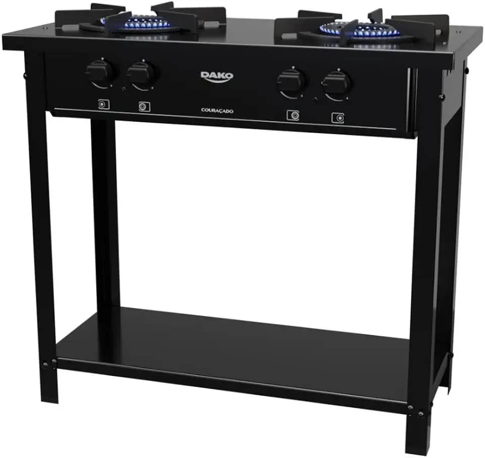 Fogão Industrial 2 Bocas Preto com Dupla Chama e Pés Removíveis Dako Couraçado