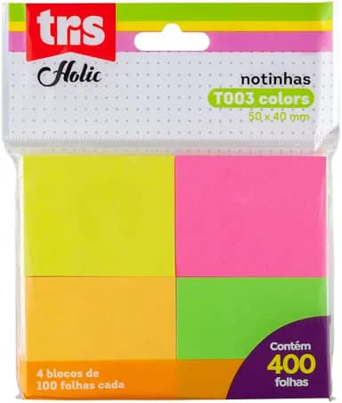 Nota Autoadesiva, Tris, 7897476677446, Multicor, pacote de 100