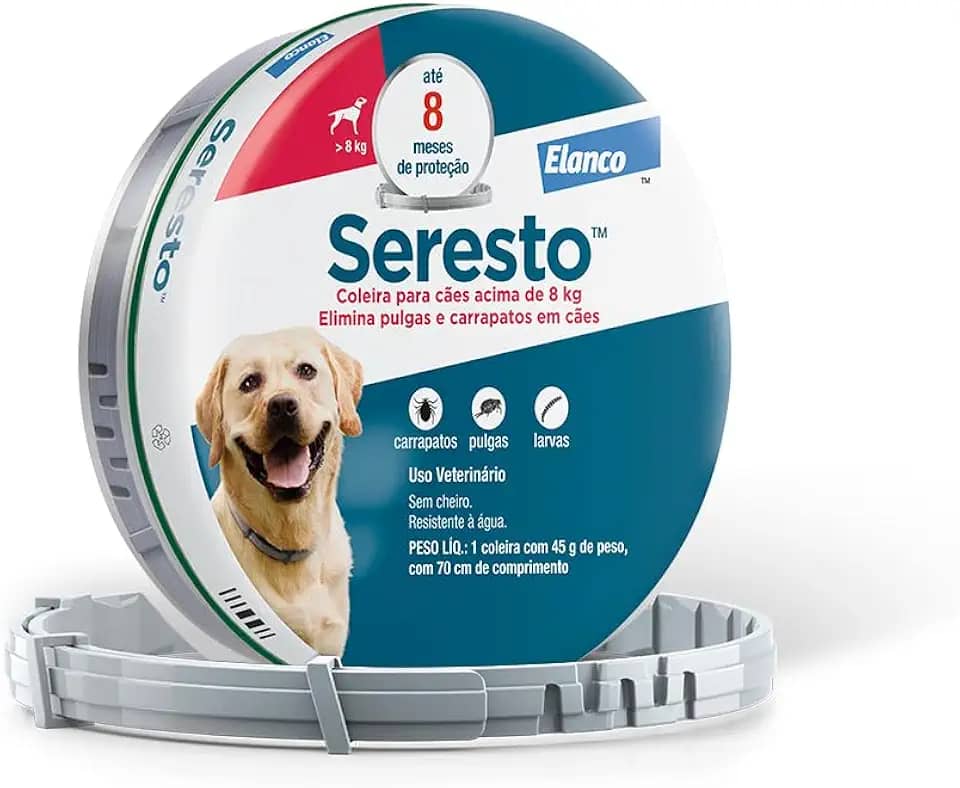 Coleira Seresto® anti-carrapatos e pulgas para cães acima de 8kg