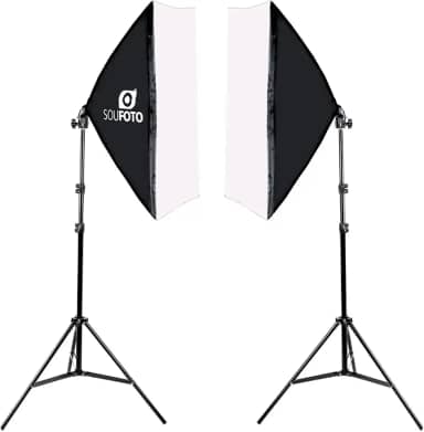 SOU FOTO Kit Softbox Duplo Profissional Iluminação Luz Continua para Fotografia e Video | 2x Softbox 50x70cm e 2x Tripés 2 metros | Modelo Duo