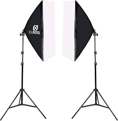SOU FOTO Kit Softbox Duplo Profissional Iluminação Luz Continua para Fotografia e Video | 2x Softbox 50x70cm e 2x Tripés 2 metros | Modelo Duo