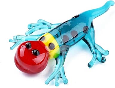 Ornazy 20 peças de estatuetas de lagarto de vidro colorido artesanais ornamentos de arte animal para decoração de casa artesanato de presente