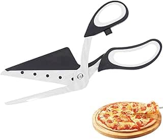 Cortador de tesoura de pizza de aço inoxidável, espátula de pizza, cortador de pizza com alça macia