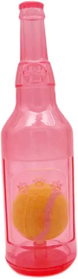 Gralara Brinquedo interativo com garrafa de água para cães que gostam de mastigar, vermelho, S