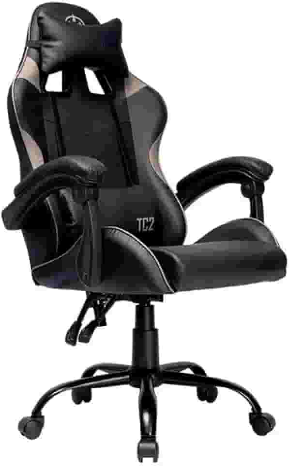 Cadeira Gamer TGT Heron TC2 | Espuma Moldada | Almofadas para Lombar e Pescoço | Suporta até 120kg | Ajuste de Inclinação | Braço Fixo | Preto | TGT-HRTC-BL03