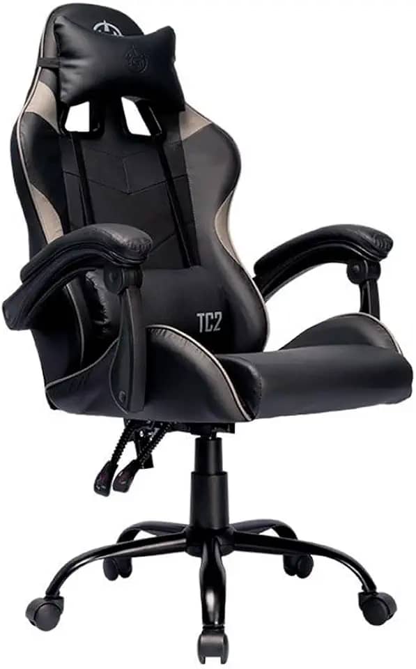 Cadeira Gamer TGT Heron TC2 | Espuma Moldada | Almofadas para Lombar e Pescoço | Suporta até 120kg | Ajuste de Inclinação | Braço Fixo | Preto | TGT-HRTC-BL03