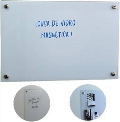 Lousa de vidro magnética (Branca, 80x60)