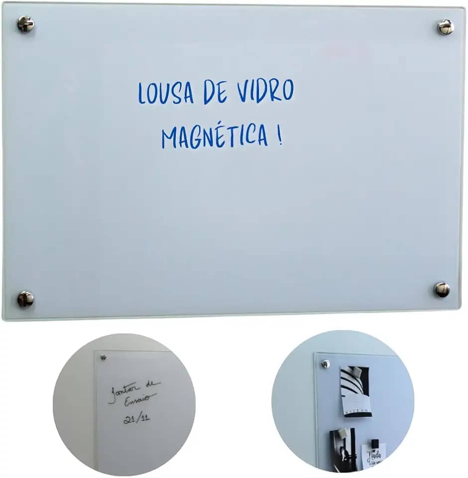 Lousa de vidro magnética (Branca, 80x60)