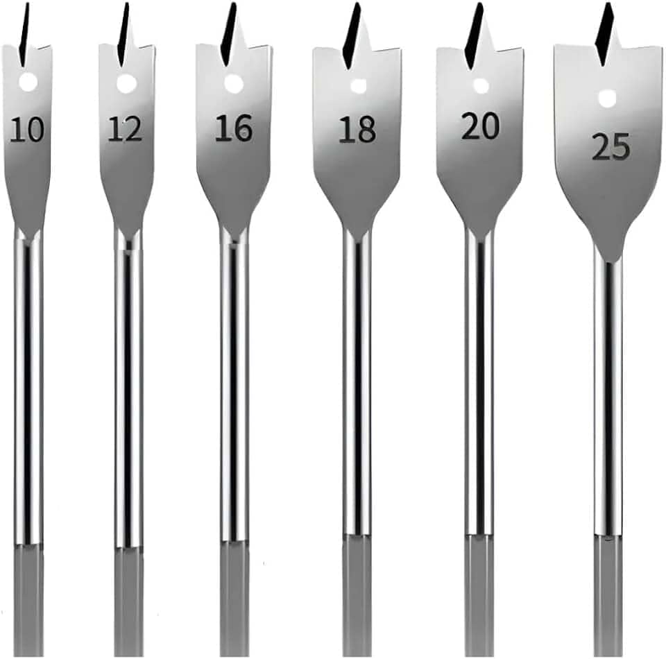 Kit 6 Brocas Chatas para Madeira 10mm a 25mm – Aço de Alta Resistência, Perfuração Rápida e Precisa para Furadeira Elétrica e Parafusadeira PREMIUM